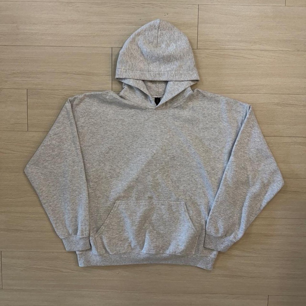 Vintage Gildan Light Grey Kangaroo Pocket Pullover Hoodie Mens Size XL Basics